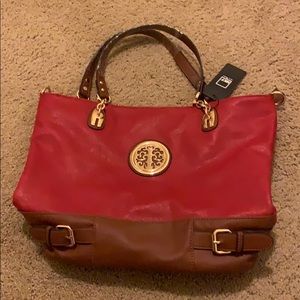 NWT Mia K Farrow Red and brown leather purse